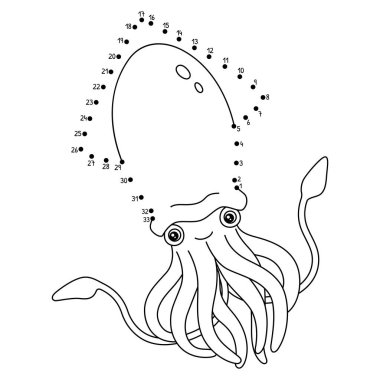 Noktaları Noktaya bağlayan sevimli ve komik bir sayfa. Boyama sayfası..