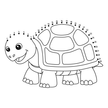 Noktaları Kaplumbağa Hayvanları Boyama sayfasına bağlayan sevimli ve komik bir bağlantı.