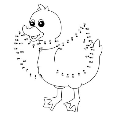 Noktaları şirin ve komik bir şekilde Dot Duck Çiftlik Hayvanları Boyama sayfasına bağlıyor.