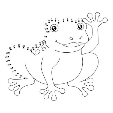 Noktaları kurbağa çiftliğine bağlayan sevimli ve komik bir hayvan boyama sayfası.