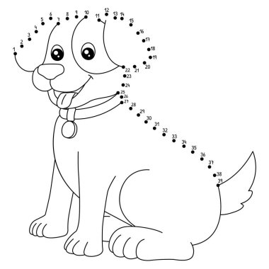 Noktaları Dot Dog Çiftliği Hayvan Boyama Sayfası 'na bağlayan sevimli ve komik bir bağlantı.