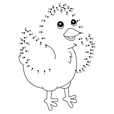 Noktaları, Dot Piliç Çiftliği Hayvanları Boyama sayfasına bağlayan sevimli ve komik bir nokta..
