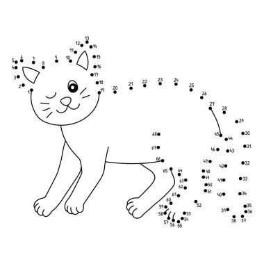 Noktaları, Kedi Çiftliği Hayvanları Boyama sayfasına bağlayan sevimli ve komik bir nokta..