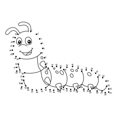 Noktaları şirin ve komik bir şekilde Nokta Tırtıl Çiftliği Hayvan Boyama Sayfasına bağlıyor.