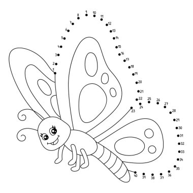 Noktaları Kelebek Çiftliği Hayvan Boyama sayfasına bağlayan sevimli ve komik bir nokta.
