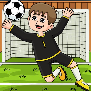 Bu karikatür klip, Erkek Futbolcu 'nun Baloyu Durduran illüstrasyonunu gösteriyor..