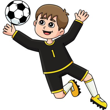 Bu karikatür klip, Erkek Futbolcu 'nun Baloyu Durduran illüstrasyonunu gösteriyor..