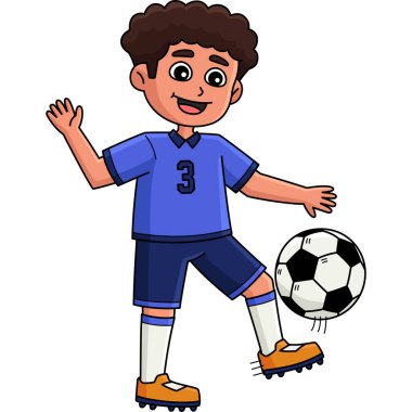 Bu karikatür, top süren bir erkek futbolcunun resimlerini gösteriyor..