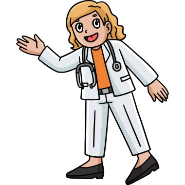 Bu karikatür, kadın bir doktor illüstrasyonunu gösteriyor..