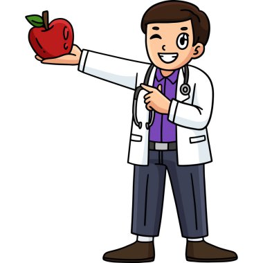 Bu karikatür, Apple çizimi olan bir doktoru gösteriyor..