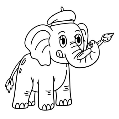 Bu, boyalı fırçalı bir filin sevimli ve komik renkli bir sayfası. Çocuklar için saatlerce boyama eğlencesi sağlıyor. Bu sayfayı boyamak çok kolaydır. Küçük çocuklar ve yeni yürümeye başlayanlar için uygundur..