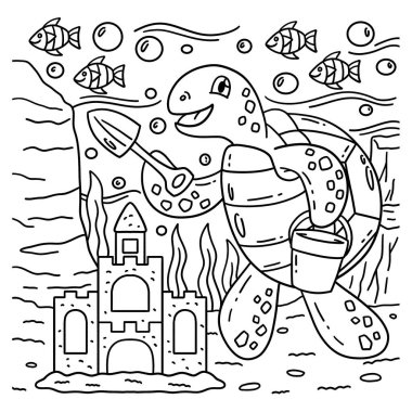 Kaplumbağa Binası Kum Kalesi 'nin sevimli ve komik renkli sayfası. Çocuklar için saatlerce boyama eğlencesi sağlıyor. Renklendirmek için, bu sayfa çok kolaydır. Küçük çocuklar ve yeni yürümeye başlayanlar için uygun..