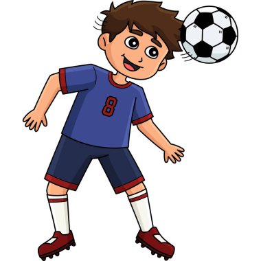 Bu karikatür, Erkek Futbolcu 'nun Topa Saldıran Top Kafa illüstrasyonunu gösteriyor.