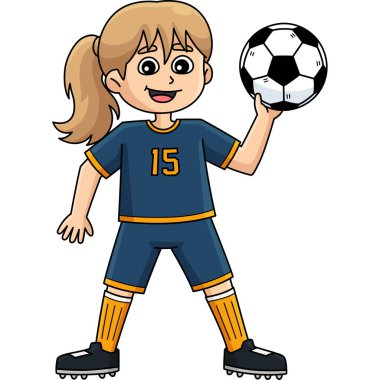 Bu karikatür bir bayan futbolcu illüstrasyonunu gösterir.