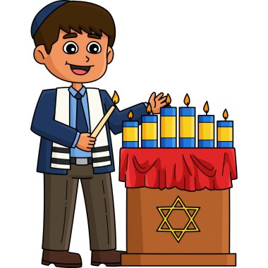 Bu karikatür klip, Bar Mitzvah Çocuk Işıklandırma Şekerleri illüstrasyonunu gösteriyor.
