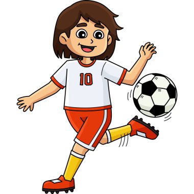 Bu karikatür klipinde Ball Tricks illüstrasyonlu bir bayan futbolcuyu gösteriyor..