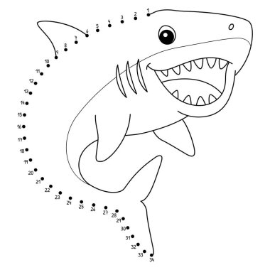 Noktaları şirin ve komik bir şekilde Dot Megalodon Hayvan Boyama sayfasına bağlıyor.