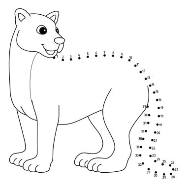Noktaları Puma Hayvan Boyama sayfasına bağlayan sevimli ve komik bir nokta.