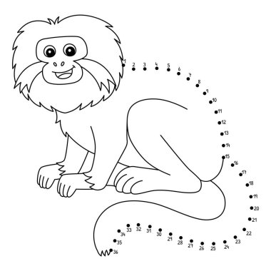 Noktaları şirin ve komik bir şekilde Dot Tamarin Hayvan Boyama sayfasına bağlıyor.