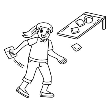 Torbayı vurmaya hazır bir Cornhole Girl 'ün şirin ve komik renkli sayfası. Çocuklar için saatlerce boyama eğlencesi sağlıyor. Bu sayfayı boyamak çok kolaydır. Küçük çocuklar ve yeni yürümeye başlayanlar için uygun..