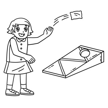 Cornhole Kız Atış Torbası 'nın şirin ve komik renkli bir sayfası. Çocuklar için saatlerce boyama eğlencesi sağlıyor. Bu sayfayı boyamak çok kolaydır. Küçük çocuklar ve yeni yürümeye başlayanlar için uygun..