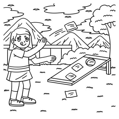 Cornhole Girl 'ün pratik yaptığı sevimli ve komik renkli bir sayfa. Çocuklar için saatlerce boyama eğlencesi sağlıyor. Bu sayfayı boyamak çok kolaydır. Küçük çocuklar ve yeni yürümeye başlayanlar için uygun..
