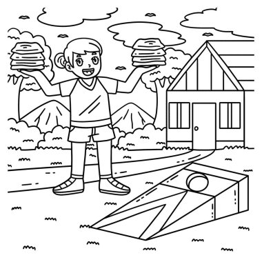 Torbalı bir Cornhole Girl 'ün şirin ve komik renkli sayfası. Çocuklar için saatlerce boyama eğlencesi sağlıyor. Bu sayfayı boyamak çok kolaydır. Küçük çocuklar ve yeni yürümeye başlayanlar için uygun..