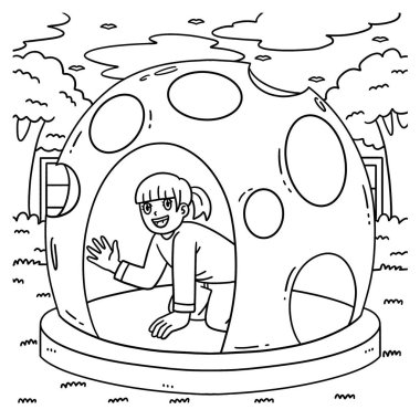 Dome 'daki bir oyun parkı kızının sevimli ve komik renkli sayfası. Çocuklar için saatlerce boyama eğlencesi sağlıyor. Renklendirmek için, bu sayfa çok kolaydır. Küçük çocuklar ve yeni yürümeye başlayanlar için uygun.. 