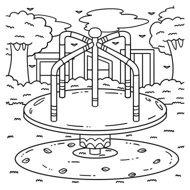 Bir oyun parkının sevimli ve komik renkli sayfası. Çocuklar için saatlerce boyama eğlencesi sağlıyor. Renklendirmek için, bu sayfa çok kolaydır. Küçük çocuklar ve yeni yürümeye başlayanlar için uygun.. 