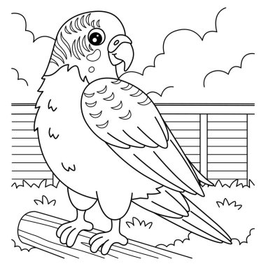 Kuş muhabbetkuşunun sevimli ve komik renkli sayfası. Çocuklar için saatlerce boyama eğlencesi sağlıyor. Renklendirmek için, bu sayfa çok kolaydır. Küçük çocuklar ve yeni yürümeye başlayanlar için uygun.. 