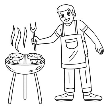 BBQ 'nun şirin ve komik renkli bir sayfası ve babamın ızgara köfteleri. Çocuklar için saatlerce boyama eğlencesi sağlıyor. Bu sayfayı boyamak çok kolaydır. Küçük çocuklar ve yeni yürümeye başlayanlar için uygun..