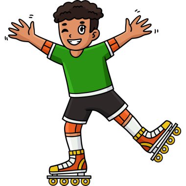 Bu karikatür parçası Inline Skater Waving illüstrasyonunu gösterir