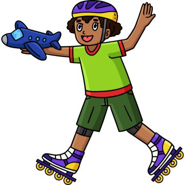 Bu karikatür klip, oyuncakla Inline Paten Boy 'u gösteriyor