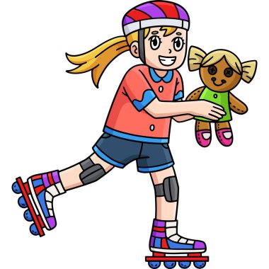 Bu karikatür parçası, Doll illüstrasyonuyla Dişi Inline Paten 'i gösteriyor.