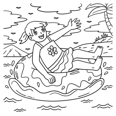 Sahilde Yüzen Yüzen Kız 'ın şirin ve komik renkli bir sayfası. Çocuklar için saatlerce boyama eğlencesi sağlıyor. Bu sayfayı boyamak çok kolaydır. Küçük çocuklar ve yeni yürümeye başlayanlar için uygun..