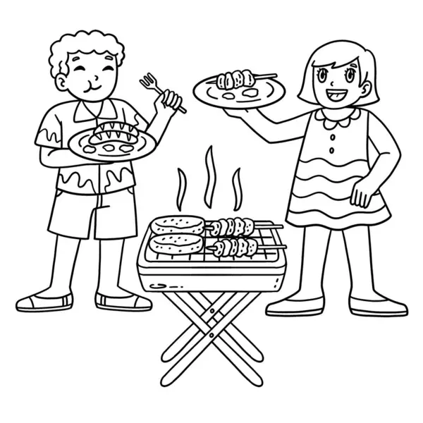 Mangal ve ızgara yapan çocukların yediği şirin ve komik renkli bir sayfa. Çocuklar için saatlerce boyama eğlencesi sağlıyor. Bu sayfayı boyamak çok kolaydır. Küçük çocuklar ve yeni yürümeye başlayanlar için uygun..