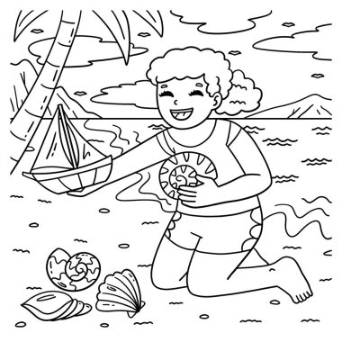 Yüzen Kız Tekneyle Oynuyor 'un sevimli ve komik renkli bir sayfası. Çocuklar için saatlerce boyama eğlencesi sağlıyor. Bu sayfayı boyamak çok kolaydır. Küçük çocuklar ve yeni yürümeye başlayanlar için uygun..