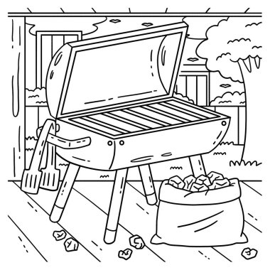 Mangal, ızgara ve kömürün şirin ve komik renkli sayfası. Çocuklar için saatlerce boyama eğlencesi sağlıyor. Bu sayfayı boyamak çok kolaydır. Küçük çocuklar ve yeni yürümeye başlayanlar için uygun..