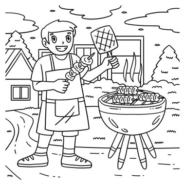 BBQ ve Boy Grilling Skewers 'ın şirin ve komik renkli sayfası. Çocuklar için saatlerce boyama eğlencesi sağlıyor. Bu sayfayı boyamak çok kolaydır. Küçük çocuklar ve yeni yürümeye başlayanlar için uygun..