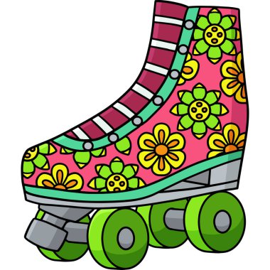 Bu karikatür, çiçek desenli bir paten gösteriyor.
