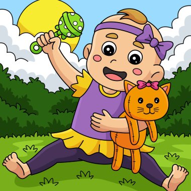 Bu karikatür klibinde Bebek Duşu Bebeği Oyuncaklarla Oynuyor