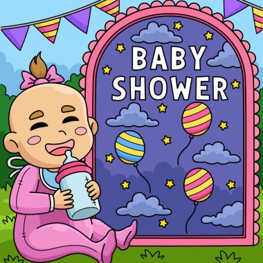 Bu karikatürde Bebek Duşu Bebek İçen Süt Çizimi