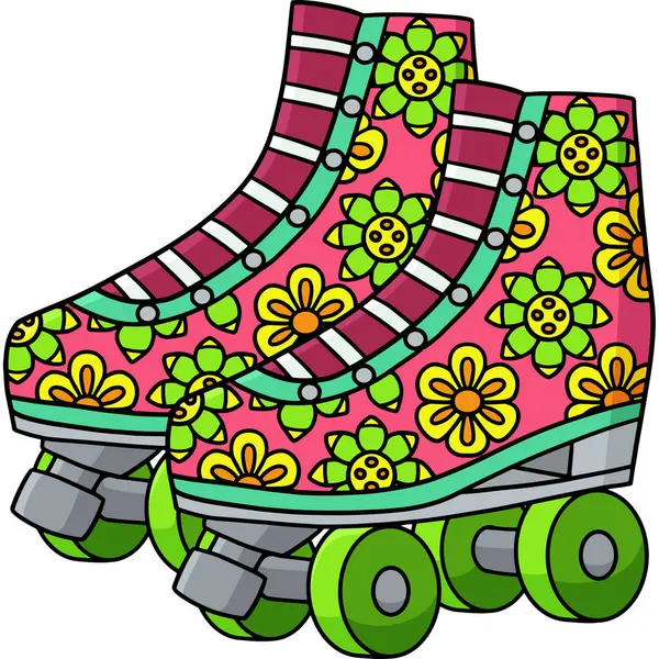 Bu karikatür, çiçek desenli bir paten gösteriyor.