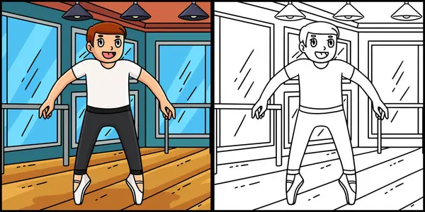 Bu renklendirme sayfası Sute Konumunda Bale Danseur 'u gösteriyor. Bu illüstrasyonun bir tarafı renkli ve çocuklar için bir ilham kaynağı..