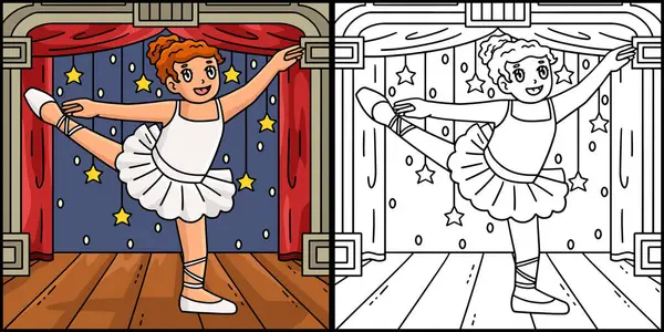 Bu boyama sayfasında Fondu yapan bir balerin var. Bu illüstrasyonun bir tarafı renkli ve çocuklar için bir ilham kaynağı..