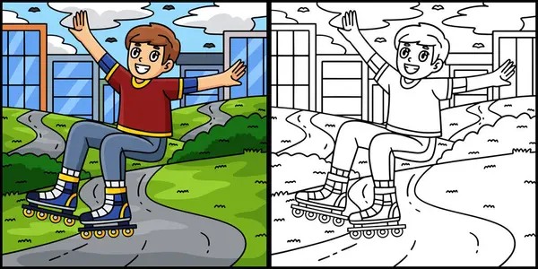 Bu boyama sayfası Yerden Atlayan İç Patenci 'yi gösteriyor. Bu illüstrasyonun bir tarafı renkli ve çocuklar için bir ilham kaynağı..