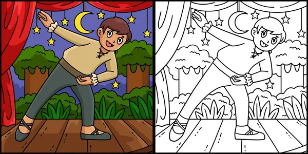 Bu renklendirme sayfası Bale Danseur 'u gösteriyor. Bu illüstrasyonun bir tarafı renkli ve çocuklar için bir ilham kaynağı..