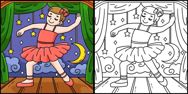 Bu renklendirme sayfası Balerin 'in başlangıç konuşmasını gösteriyor. Bu illüstrasyonun bir tarafı renkli ve çocuklar için bir ilham kaynağı..