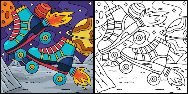 Bu renkli sayfa Roketli Paten 'i gösteriyor. Bu illüstrasyonun bir tarafı renkli ve çocuklar için bir ilham kaynağı..