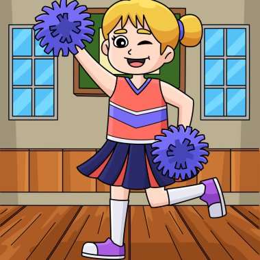 Bu karikatür, ponpon kızların dans eden ponpon kızlarını gösteriyor.